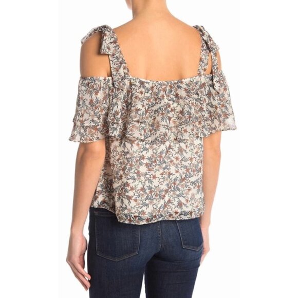 Rebecca Minkoff Floral Ruffle Tie Shoulder Jamie Top Size Small - Picture 2 of 7